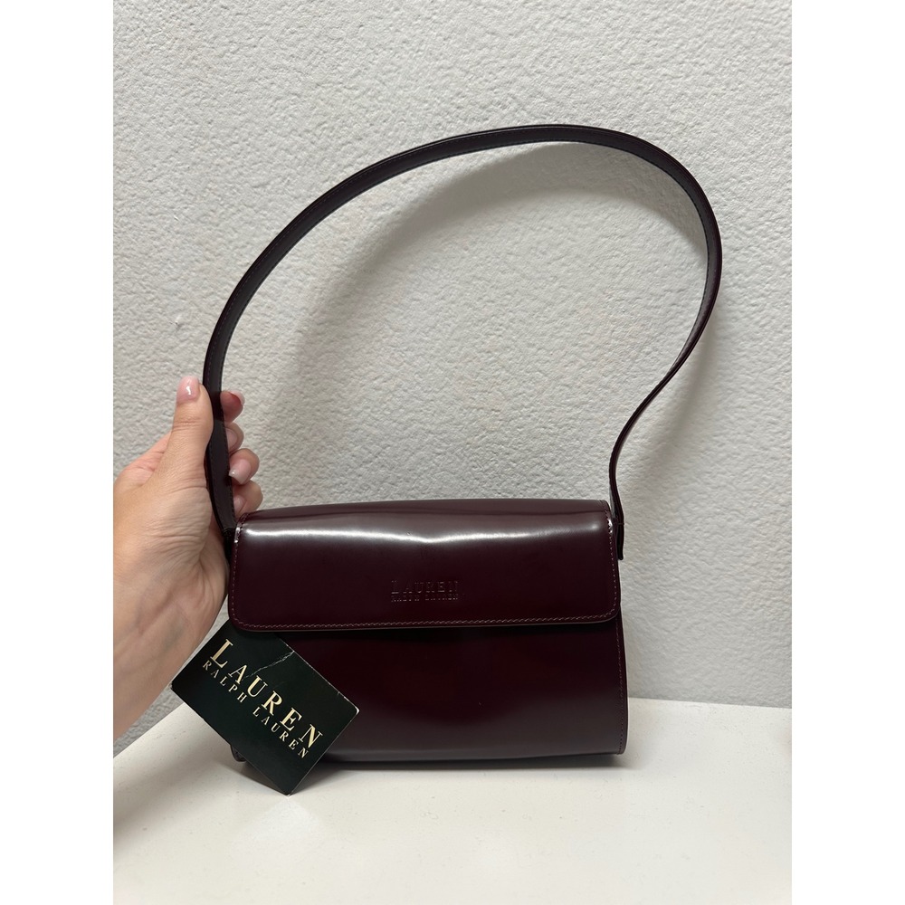 Lauren Ralph Lauren Burgundy Berry Shoulder Bag Flap Purse NWT Vintage Style